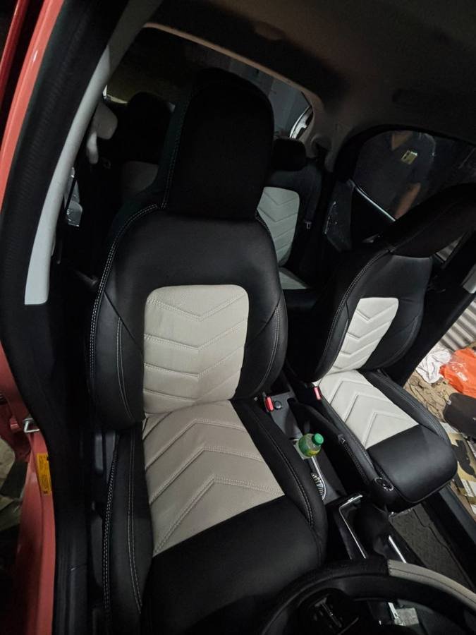 Black and cream sport seat covers