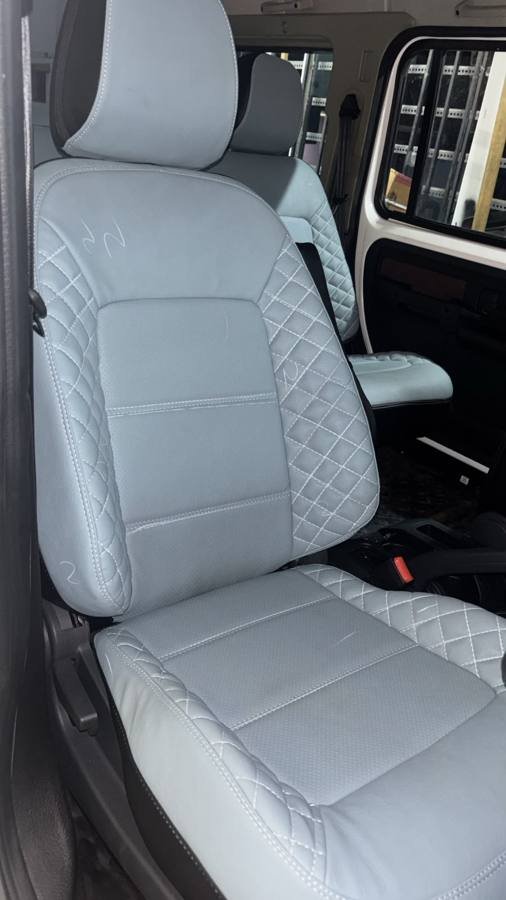 Grey diamond-stitch seat covers