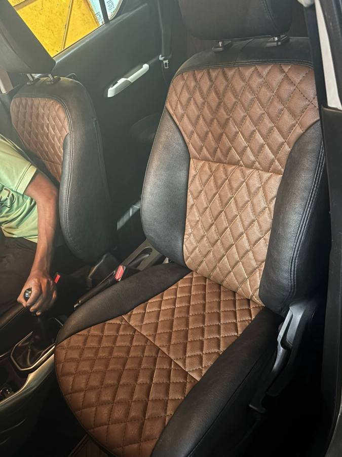 Brown diamond-stitch seat covers