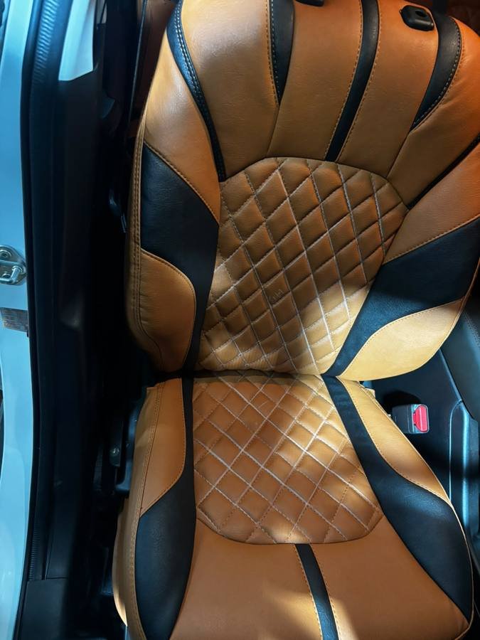 Tan and black seat covers